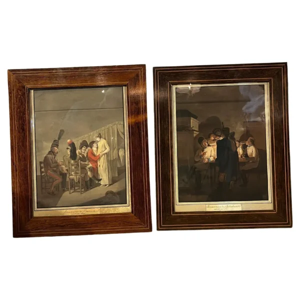 C1830 Pair of French Colored Engravings Amusing Francouis