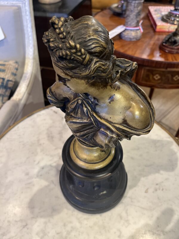 19th Century (Mid) Bronze Bust of Diana Black Marble Base - Image 6