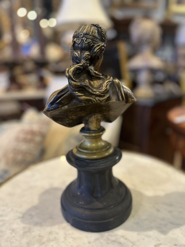 19th Century (Mid) Bronze Bust of Diana Black Marble Base - Image 7