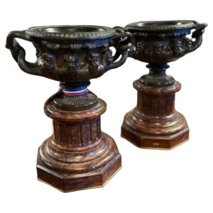 19th Century Pair of Italian Bronze Grand Tour Urns