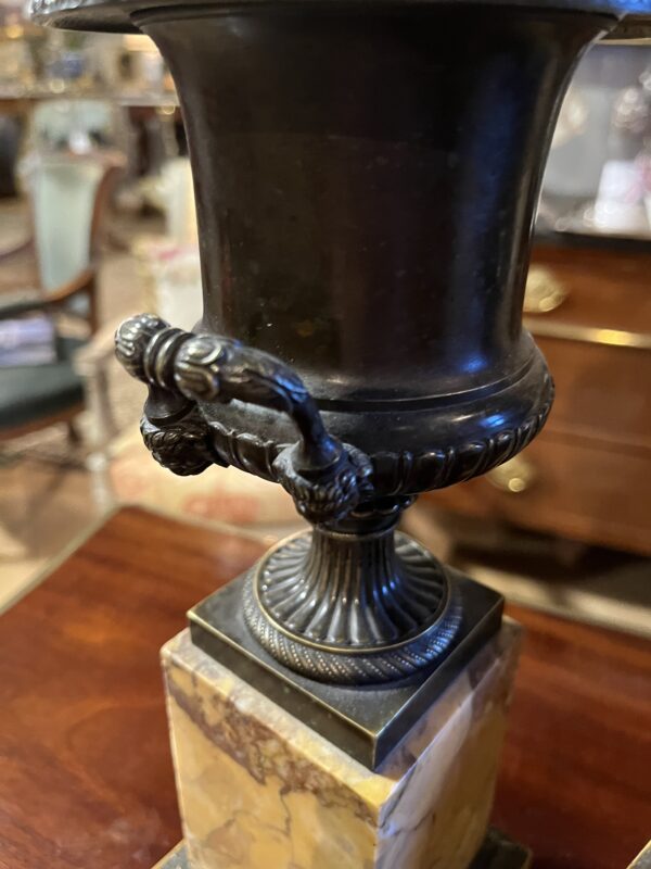 19th Century French Pair Bronze & Sienna Urns - Image 7