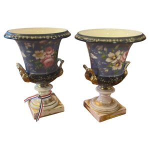 19th Century Pair of Paris Porcelain Pirate Urns