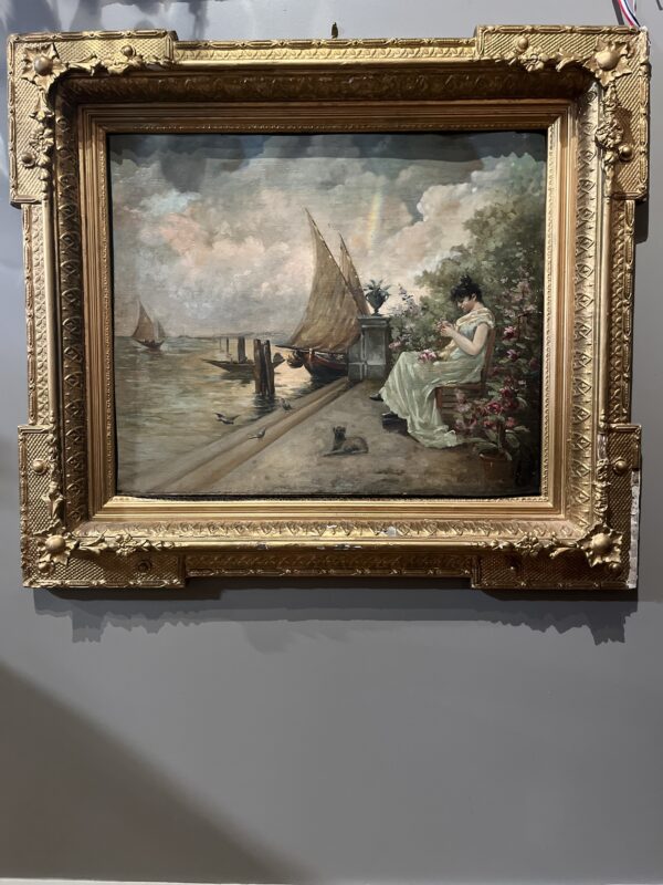 19th Century Oil French Riviera Attributed to Fausto Zonaro - Image 2