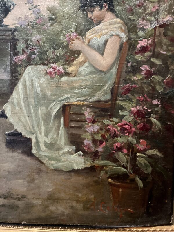 19th Century Oil French Riviera Attributed to Fausto Zonaro - Image 3