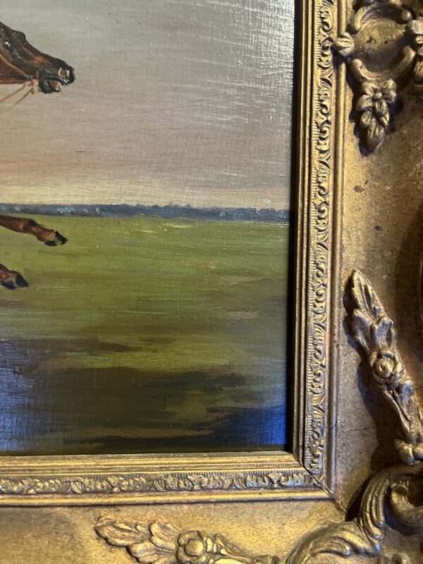19th Century Horse Racing Oil on Mahogany by Benjamin Herring - Image 2