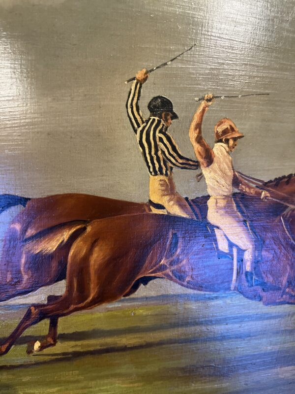 19th Century Horse Racing Oil on Mahogany by Benjamin Herring - Image 3