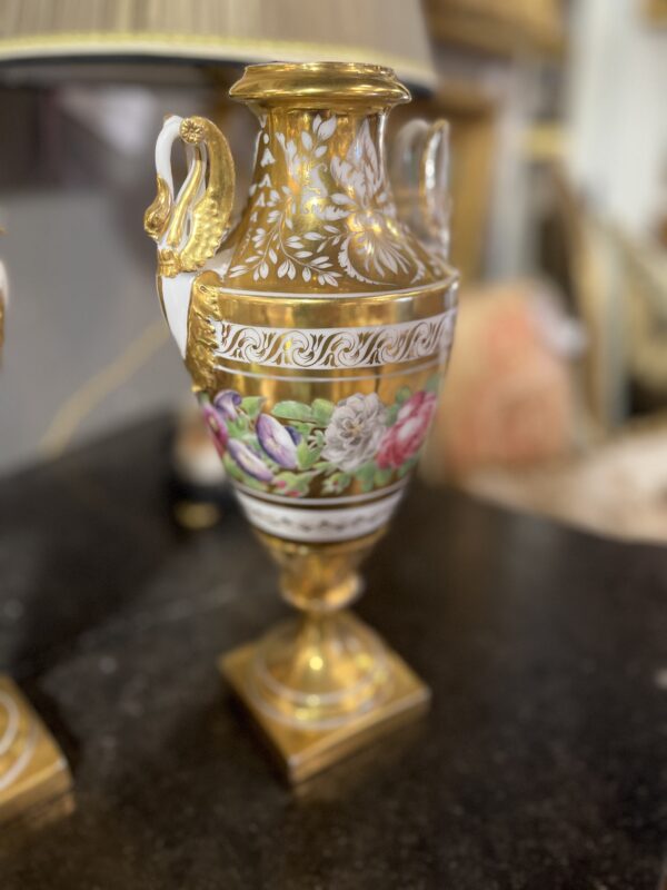 Circa 1800 Pair of Floral Paris Porcelain Urns - Image 3