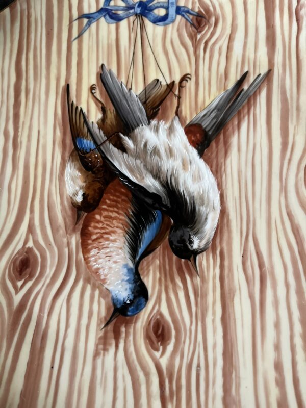 19th Century French Pair Faux Bois Porcelain Hunt Trophy - Image 4