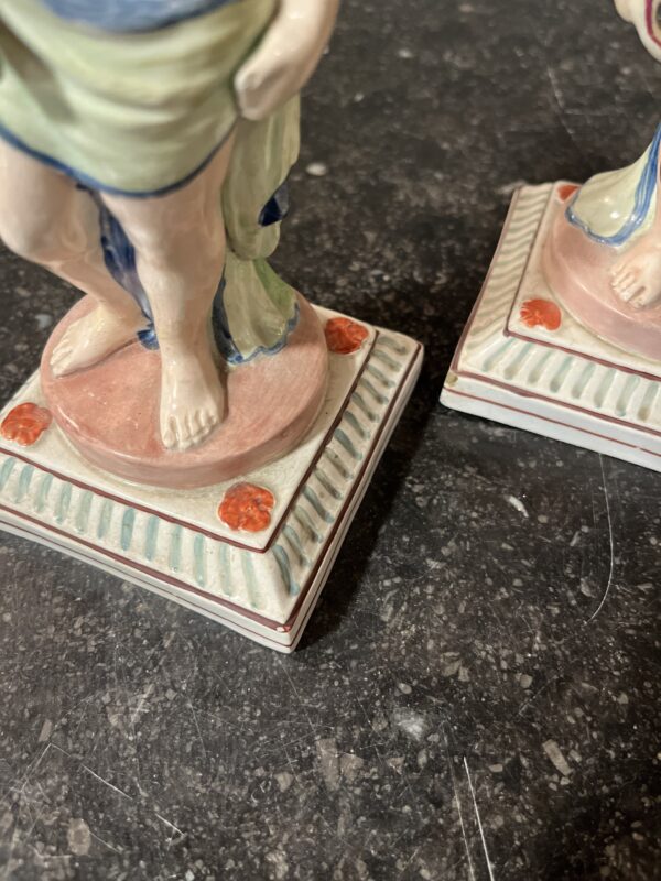 Antique Staffordshire Pair Pottery Candlesticks Figurines - Image 5