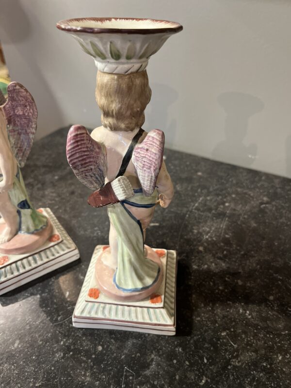 Antique Staffordshire Pair Pottery Candlesticks Figurines - Image 6