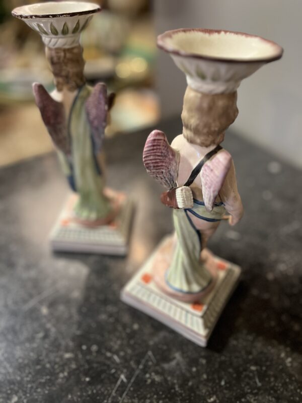 Antique Staffordshire Pair Pottery Candlesticks Figurines - Image 7