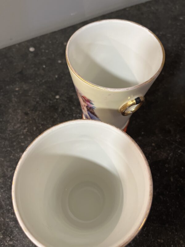 Circa 1930's Pair Portrait Vases Orange Accent - Image 6