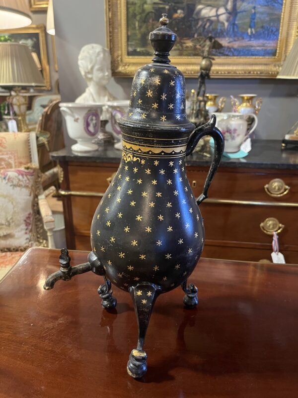 Vintage Dutch Black & Gold Tole Tea or Coffee Urn - Image 3
